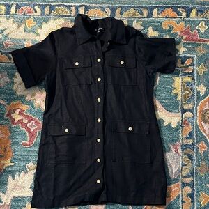 J. Crew Black Utility Linen Dress with Button Details 12